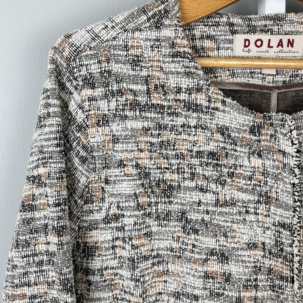 Dolan Left Coast Dobby Tweed Jacket‎ Womens XL Subtle Leopard Print Zip Up